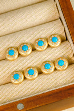 Load image into Gallery viewer, LUOWEND 18K Yellow Gold Real Natural Turquoise Earrings for Women