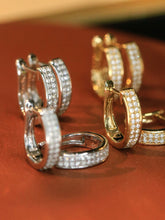 Load image into Gallery viewer, LUOWEND 18K White or Yellow Gold Natural Diamond Hoop Earrings for Women
