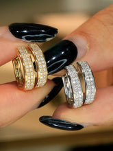Load image into Gallery viewer, LUOWEND 18K White or Yellow Gold Natural Diamond Hoop Earrings for Women