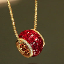 Load image into Gallery viewer, LUOWEND 18K Yellow Gold Natural Ruby Pendant for Women