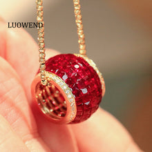 Load image into Gallery viewer, LUOWEND 18K Yellow Gold Natural Ruby Pendant for Women