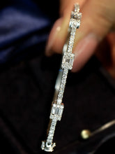 Load image into Gallery viewer, LUOWEND 18K White Gold Real Natural Diamond Bangle for Women
