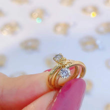 Load image into Gallery viewer, LUOWEND 18K White or Yellow Gold Real Natural Diamond Earrings for Women