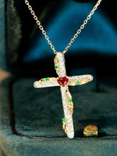 Load image into Gallery viewer, LUOWEND 18K White+Yellow Gold Natural Ruby Pendant for Women