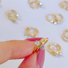 Load image into Gallery viewer, LUOWEND 18K White or Yellow Gold Real Natural Diamond Earrings for Women