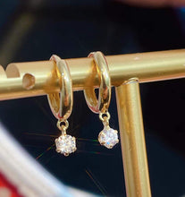 Load image into Gallery viewer, LUOWEND 18K White or Yellow Gold Real Natural Diamond Earrings for Women