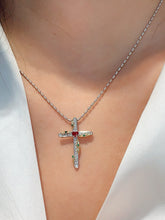 Load image into Gallery viewer, LUOWEND 18K White+Yellow Gold Natural Ruby Pendant for Women