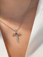Load image into Gallery viewer, LUOWEND 18K White+Yellow Gold Natural Ruby Pendant for Women