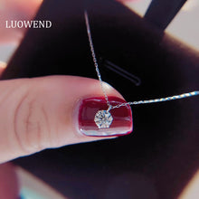 Load image into Gallery viewer, LUOWEND Platinum Necklace Real Natural Diamond Necklace for Women