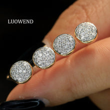 Load image into Gallery viewer, LUOWEND 18K Yellow Gold Natural Diamond Earrings for Women