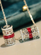 Load image into Gallery viewer, LUOWEND 18K White Gold Natural Ruby Pendant Necklace for Women