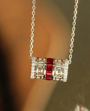 Load image into Gallery viewer, LUOWEND 18K White Gold Natural Ruby Pendant Necklace for Women