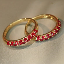 Load image into Gallery viewer, LUOWEND 18K Yellow Gold Natural Ruby Ring for Women