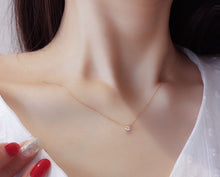 Load image into Gallery viewer, LUOWEND 18K Yellow Gold Real Natural Diamond Pendant Necklace for Women