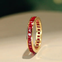 Load image into Gallery viewer, LUOWEND 18K Yellow Gold Natural Ruby Ring for Women