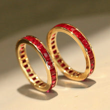 Load image into Gallery viewer, LUOWEND 18K Yellow Gold Natural Ruby Ring for Women