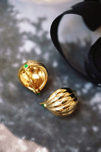 Load image into Gallery viewer, LUOWEND 18K Yellow Gold Real Natural Emerald Hoop Earrings for Women
