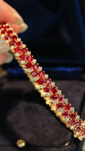 Load image into Gallery viewer, LUOWEND 18K Yellow Gold Natural Ruby Bracelet for Women