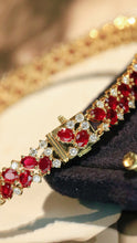 Load image into Gallery viewer, LUOWEND 18K Yellow Gold Natural Ruby Bracelet for Women