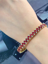 Load image into Gallery viewer, LUOWEND 18K Yellow Gold Natural Ruby Bracelet for Women