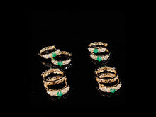 Load image into Gallery viewer, LUOWEND 18K Yellow Gold Real Natural Emerald and Diamond Gemstone Earrings for Women