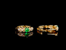 Load image into Gallery viewer, LUOWEND 18K Yellow Gold Real Natural Emerald and Diamond Gemstone Earrings for Women