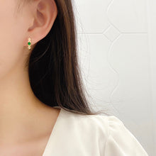 Load image into Gallery viewer, LUOWEND 18K Yellow Gold Real Natural Emerald and Diamond Gemstone Earrings for Women