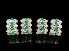 Load image into Gallery viewer, LUOWEND 18K White or Yellow Gold Real Natural Emerald and Diamond Gemstone Earrings for Women