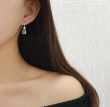 Load image into Gallery viewer, LUOWEND 18K White Gold Real Natural Emerald and Diamond Gemstone Earrings for Women