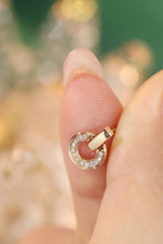 Load image into Gallery viewer, LUOWEND 18K Rose Gold Real Natural Diamond Stud Earrings for Women