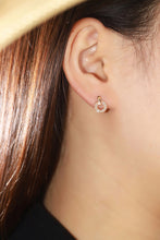 Load image into Gallery viewer, LUOWEND 18K Rose Gold Real Natural Diamond Stud Earrings for Women