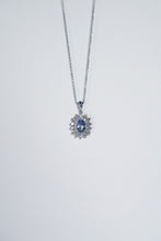 Load image into Gallery viewer, LUOWEND 18K White Gold Natural Diamond and Sapphire Necklace for Women