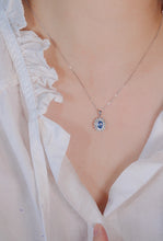 Load image into Gallery viewer, LUOWEND 18K White Gold Natural Diamond and Sapphire Necklace for Women