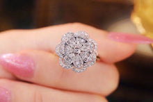 Load image into Gallery viewer, LUOWEND 18K White Gold Real Natural Diamond Ring for Women