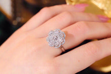 Load image into Gallery viewer, LUOWEND 18K White Gold Real Natural Diamond Ring for Women