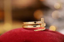 Load image into Gallery viewer, LUOWEND 18K Yellow Gold Real Natural Diamond Ring for Women