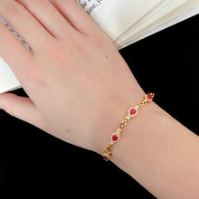 Load image into Gallery viewer, LUOWEND 18K Yellow Gold Real Natural Ruby and Diamond Gemstone Bracelet for Women