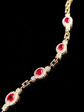 Load image into Gallery viewer, LUOWEND 18K Yellow Gold Real Natural Ruby and Diamond Gemstone Bracelet for Women