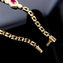 Load image into Gallery viewer, LUOWEND 18K Yellow Gold Real Natural Ruby and Diamond Gemstone Bracelet for Women