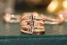 Load image into Gallery viewer, LUOWEND 18K Rose Gold Real Natural Diamond Ring for Women for Women