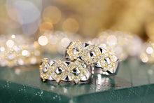 Load image into Gallery viewer, LUOWEND 18K White and Yellow Gold Real Natural Diamond Ring for Women
