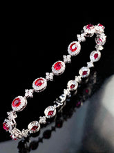Load image into Gallery viewer, LUOWEND 18K White Gold Real Natural Ruby and Diamond Gemstone Bracelet for Women