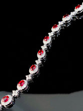 Load image into Gallery viewer, LUOWEND 18K White Gold Real Natural Ruby and Diamond Gemstone Bracelet for Women