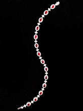 Load image into Gallery viewer, LUOWEND 18K White Gold Real Natural Ruby and Diamond Gemstone Bracelet for Women