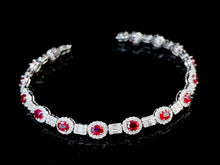 Load image into Gallery viewer, LUOWEND 18K White Gold Real Natural Ruby and Diamond Gemstone Bracelet for Women