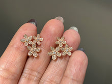 Load image into Gallery viewer, LUOWEND 18K White or Rose Gold Real Natural Diamond Hoop Earrings for Women
