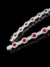 Load image into Gallery viewer, LUOWEND 18K White Gold Real Natural Ruby and Diamond Gemstone Bracelet for Women