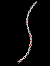 Load image into Gallery viewer, LUOWEND 18K White Gold Real Natural Ruby and Diamond Gemstone Bracelet for Women