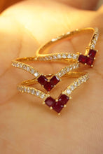 Load image into Gallery viewer, LUOWEND 18K Yellow Gold Real Natural Ruby Ring for Women