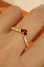 Load image into Gallery viewer, LUOWEND 18K Yellow Gold Real Natural Ruby Ring for Women